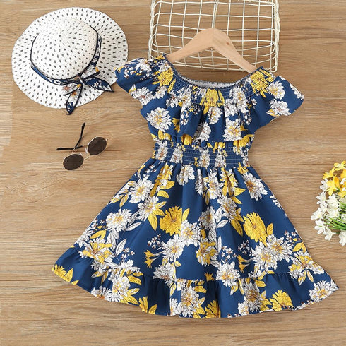 Summer Girl's Floral Waist Dress